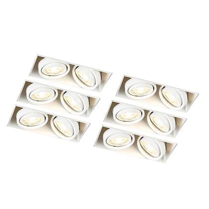QAZQA Set van 6 inbouwspots wit GU10 kantelbaar trimless 2-lichts -