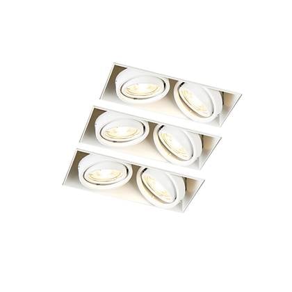 QAZQA Set van 3 inbouwspots wit GU10 kantelbaar trimless 2-lichts -