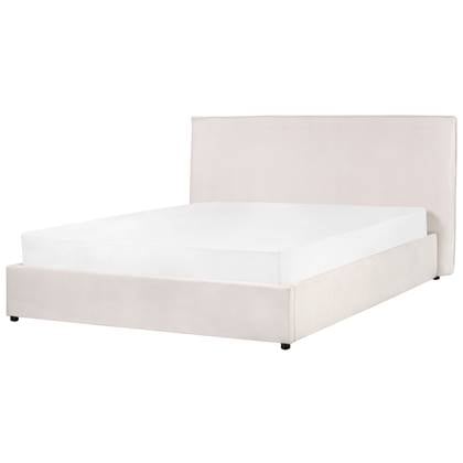 Beliani-LAVAUR-Bed met opbergruimte-Creme-160 x 200 cm-Fluweel