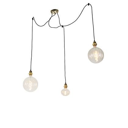 QAZQA Hanglamp goud 3-lichts incl. LED amber dimbaar - Cava Luxe