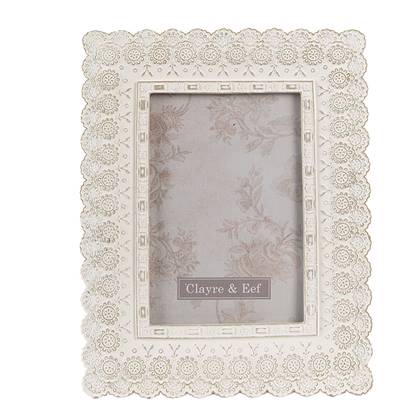 Clayre & Eef Fotolijst 10x15 cm Wit Polyresin