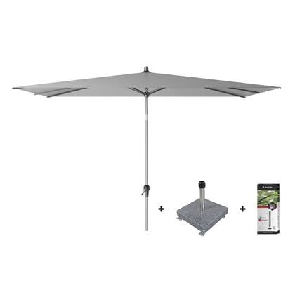 Platinum Riva stokparasol 3x2 - Light Grey met voet en hoes