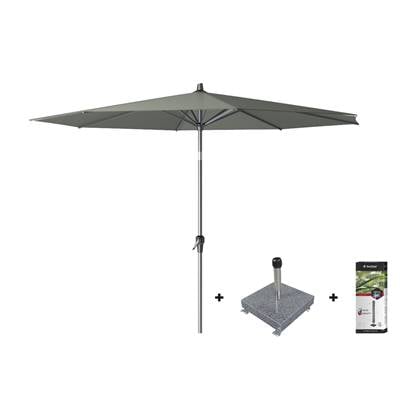 Platinum Riva stokparasol 3 m. rond - Olive met voet en hoes