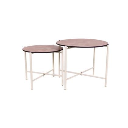 Salontafel set Copenhagen 62 en 49 cm kruisframe ivoor