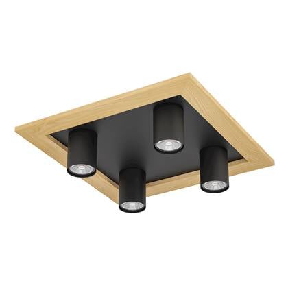 EGLO Valcasotto 1 Plafondlamp - GU10 - 37 cm - Zwart|Bruin Zwart, Bruin