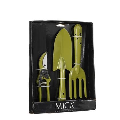 Mica Decorations Tuingereedschap - Set van 3 - Metaal - Groen