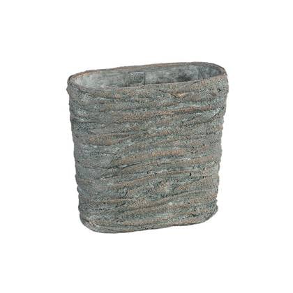 PTMD Sturdy Ovale Bloempot Jute 30 x 15 x 28 cm Cement Grijs