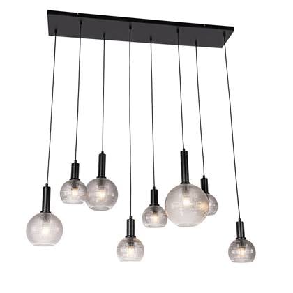 QAZQA Design hanglamp zwart met smoke glas 8-lichts - Chico