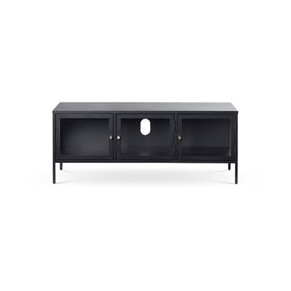 Olivine Carrie metalen tv meubel zwart - 132 x 40 cm