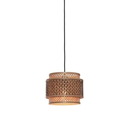 GOOD&MOJO Hanglamp Bhutan - Bamboe|Zwart - Ø25cm Bruin