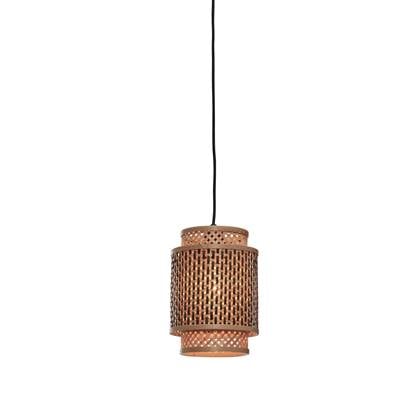 GOOD&MOJO Hanglamp Bhutan - Bamboe|Zwart - Ø18x25cm