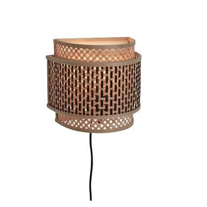 GOOD&MOJO Wandlamp Bhutan - Bamboe|Zwart - 24x12x21cm Bruin