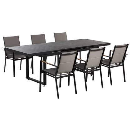Beliani - VALCANETTO| BUSSETO - Tuinset voor 6 - Zwart - Aluminium