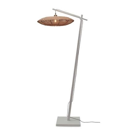GOOD&MOJO Vloerlamp Tanami - Bamboe Wit|Rotan - 78x55x176cm Bruin