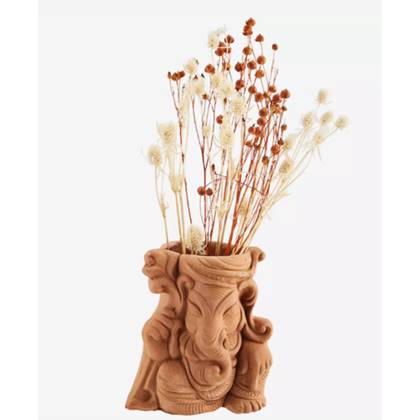 Madam Stoltz Earthenware Ganesha Vase Set van 2
