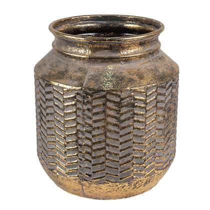 Clayre & Eef Bloempot Ø 25x26 cm Goudkleurig Metaal