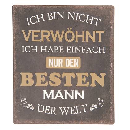 Clayre & Eef Tekstbord 13x15 cm Zwart Bruin IJzer
