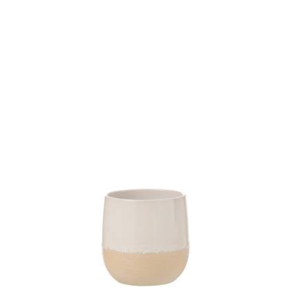 J-Line bloempot Maru - keramiek - beige| - small - Ø 16 cm Wit