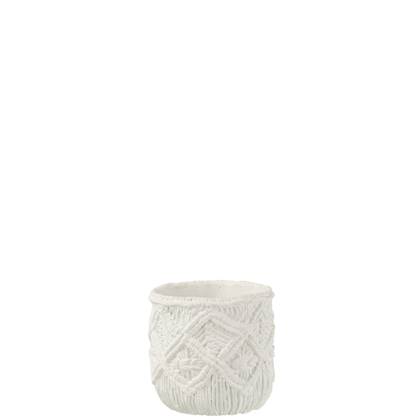 J-Line bloempot Geruit - cement - wit - small - Ø 15.5 cm