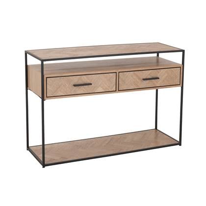 J-Line console Zigzag 2 Lades - hout|metaal - naturel|zwart