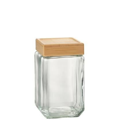 J-Line Pot In Glas Brad Glas/Bamboo Transparant/Naturel Large