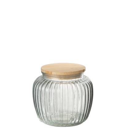 J-Line Pot In Glas Louis Glas/Bamboo Transparant/Naturel Small