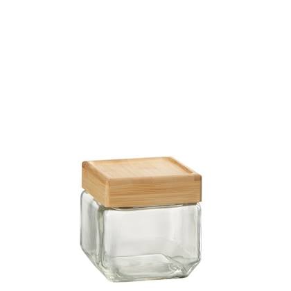 J-Line Pot In Glas Brad Glas/Bamboo Transparant/Naturel Small