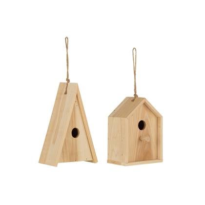 J-Line vogelhuisje Paul China - hout - 2 stuks Beige