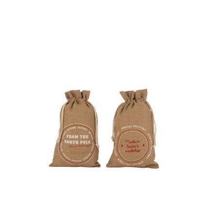 J-Line Zak Kerst Engels Jute Naturel Medium Assortiment Van 2