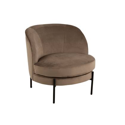 J-Line stoel Lounge Rond - textiel/metaal - bruin