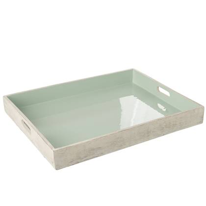 J-Line Rechthoekig Kos plateau - hout - blauw