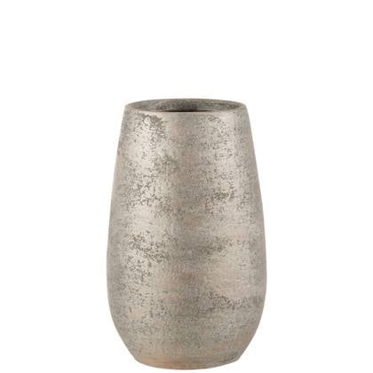 J-Line Vaas Oneffen Ruw Keramiek Zilver Small