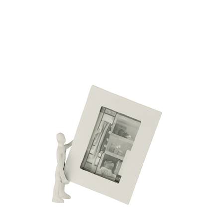 J-Line Figuur Met Fotokader Aluminium Wit Small