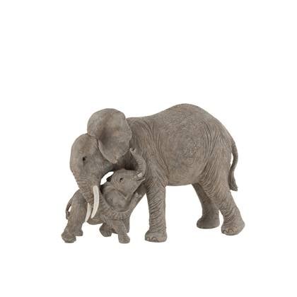J-Line decoratie Olifant Knuffel - polyresin - Grijs