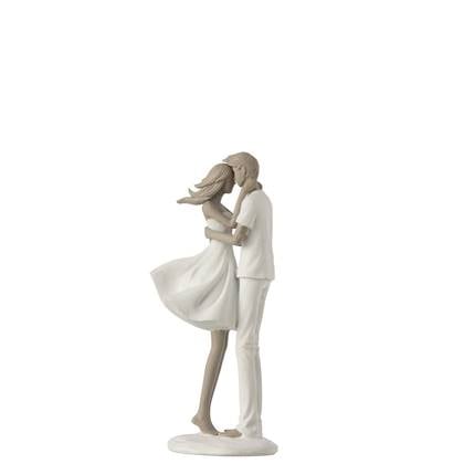 J-Line figuur Koppel Kussend - polyresin - wit|taupe