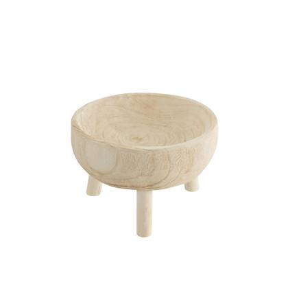 J-Line Schaal Op Tripod Paulownia Hout Wit