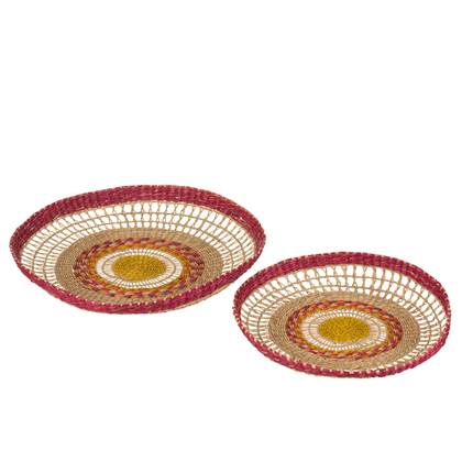 J-Line Set 2 Schalen Rieten Zeegras Mix