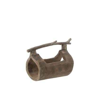 J-Line Decoratie Stam Met Handvat Hout Naturel Small