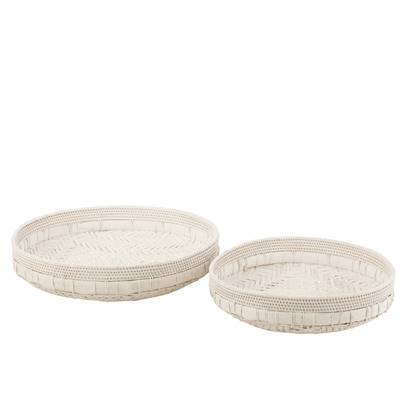 J-Line Set Van 2 Schalen Rond Rotan Wit