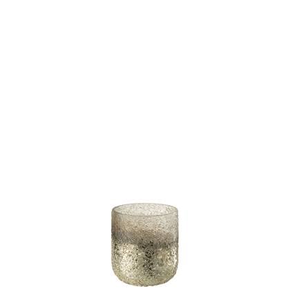 J-Line Teelichthouder Gebroken Glas Zilver Extra Small