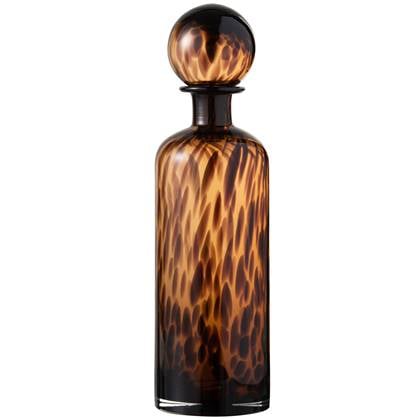 J-Line decoratie fles + stop Spikkel - glas - bruin|zwart - large