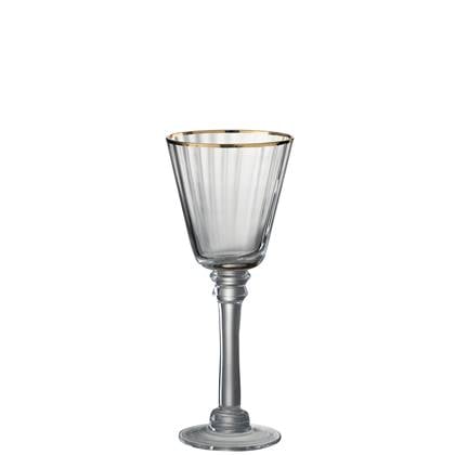 J-Line glas witte wijn Rand - glas - transparant|goud - 6 stuks
