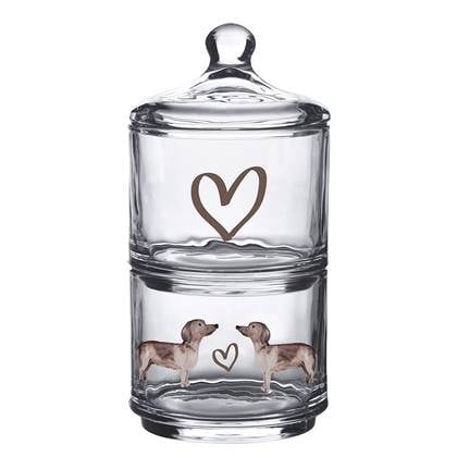 Clayre & Eef Voorraadpot Deksel Ø 10x21 cm Glas Teckel Transparant