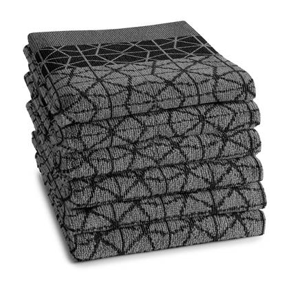 DDDDD keukendoek Chrystal - 50x55 cm - Black - 6 stuks Zwart