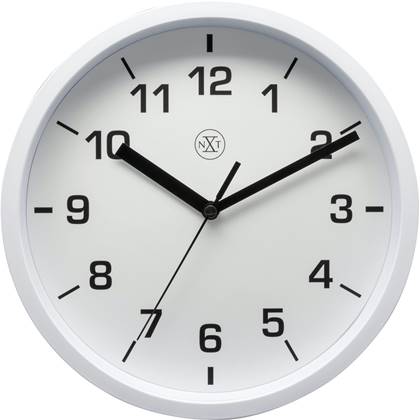 NeXtime - nXt - Wandklok - 20cm - Plastic - Wit - 'Easy Small'