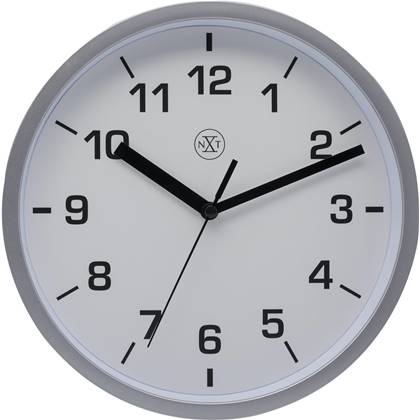 NeXtime - nXt - Wandklok - 20cm - Plastic - Zilver - 'Easy Small'