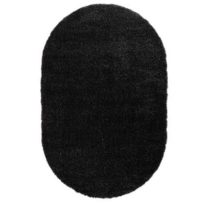 Tapeso Ovaal hoogpolig vloerkleed - Cozy Shaggy - - 120x180 Antraciet
