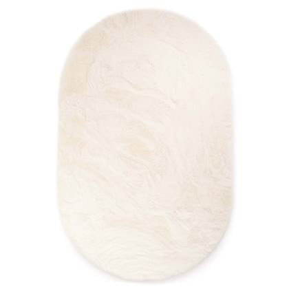 Tapeso Ovaal hoogpolig vloerkleed - Comfy plus - - 100x150 cm Wit