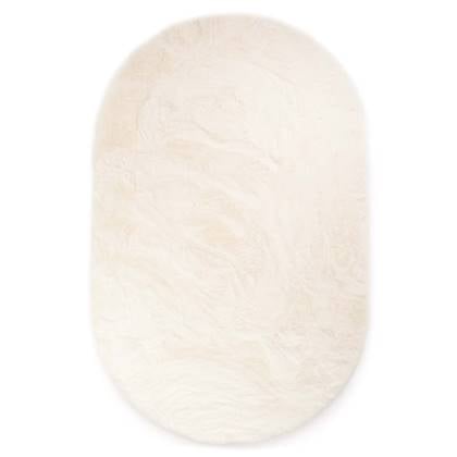 Ovaal hoogpolig vloerkleed - Comfy plus - wit 120x180 cm