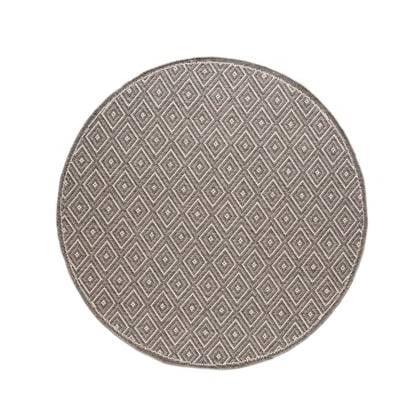 Boho&me Rond buitenkleed ruiten Sunny Gem - - 100 cm rond Grijs